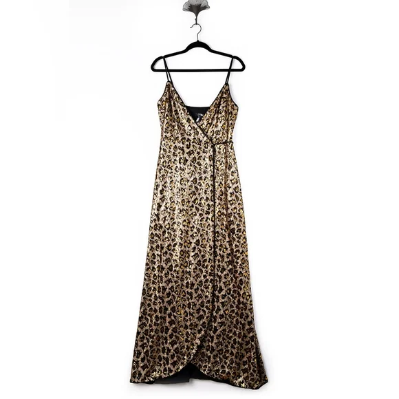 Aidan AIDAN MATTOX Leopard Sequin Wrap Dress Gown $285 - Size 4 / S